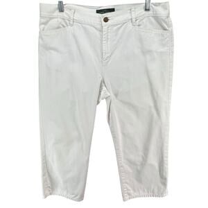 Ralph Lauren LRL Jeans Womens 10 White Denim Classic Midcalf Crop Nautical Beach